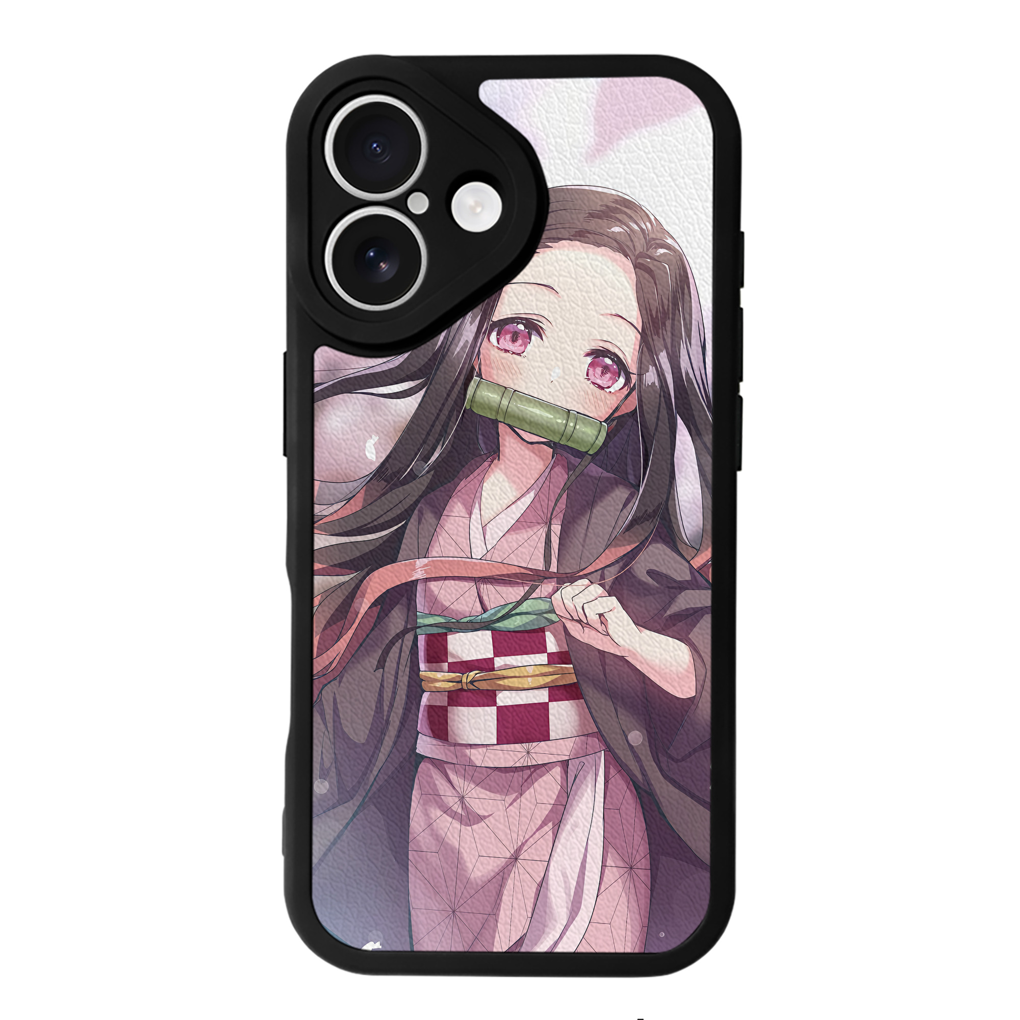 （画像用） 鬼滅の刃（きめつのやいば）竈門 禰󠄀豆子／かまど ねずこ Kamado Nezuko 【iPhone 16シリーズ対応】シリコンスマホケース（レザー調） 材質：シリコン